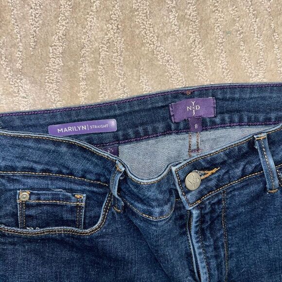 NYDJ Marilyn Straight Leg Dark Blue Jeans 8 - Picture 4 of 5